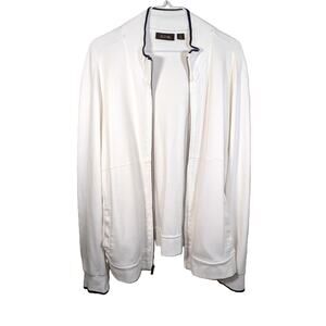 Tasso Elba White Cotton Full Zip Jacket Men’s Medium